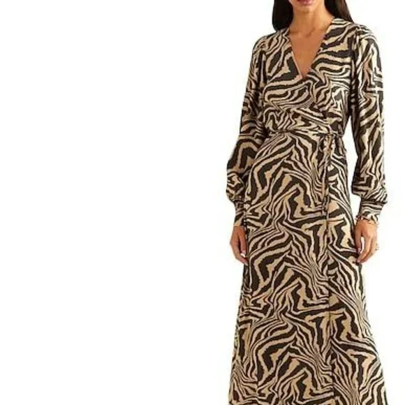 GANNI Printed Midi Wrap Dress NWT Size 0/2 - Picture 5 of 10